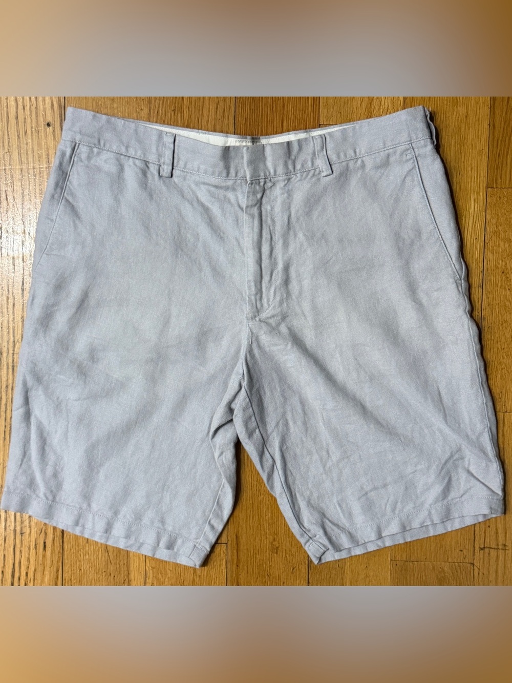 CLUB MONACO Linen Shorts 32 Gray Chino Flat Front Short